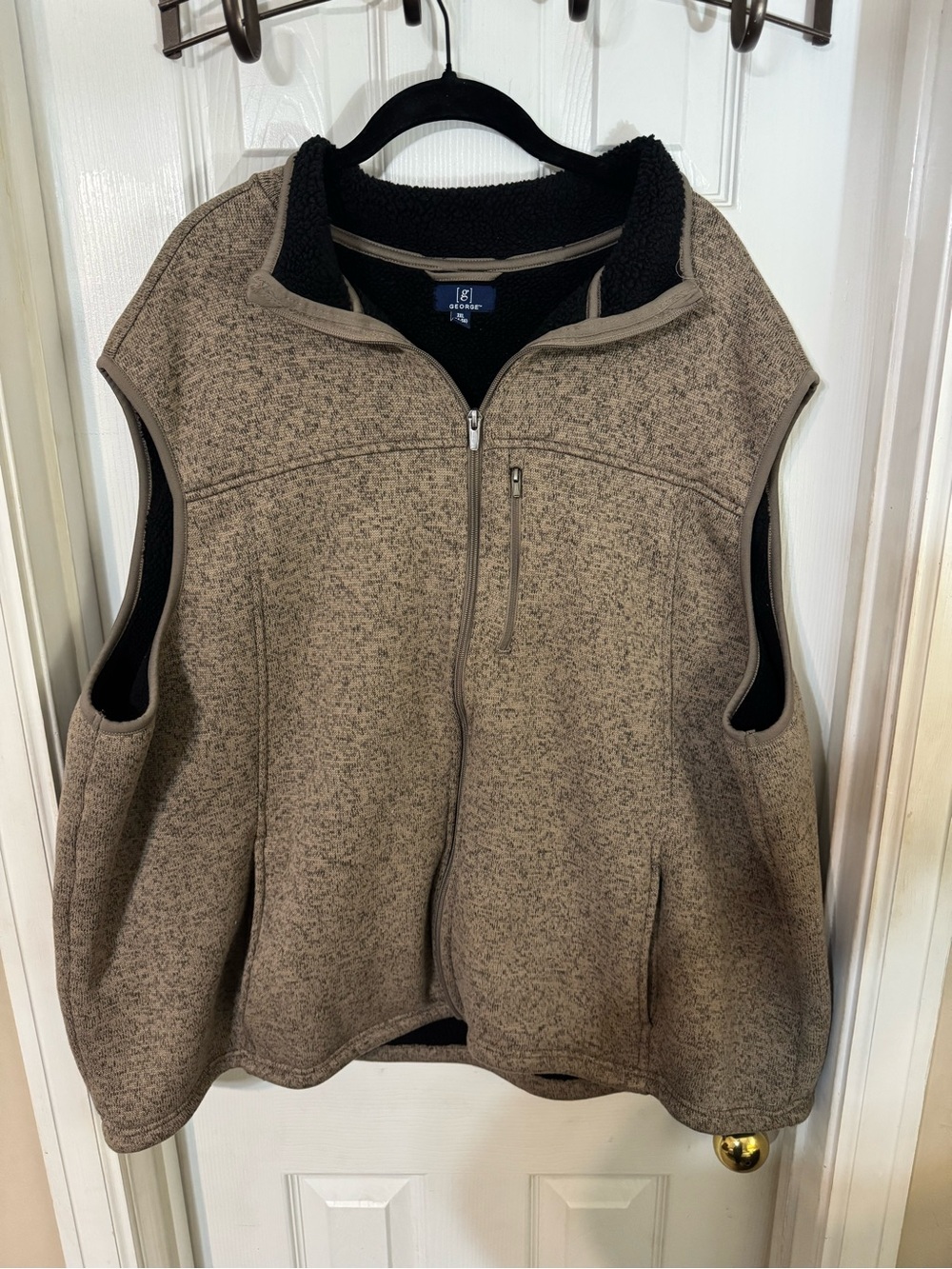 George Black Sherpa Lined Zip Front Jacket with Tan Outer